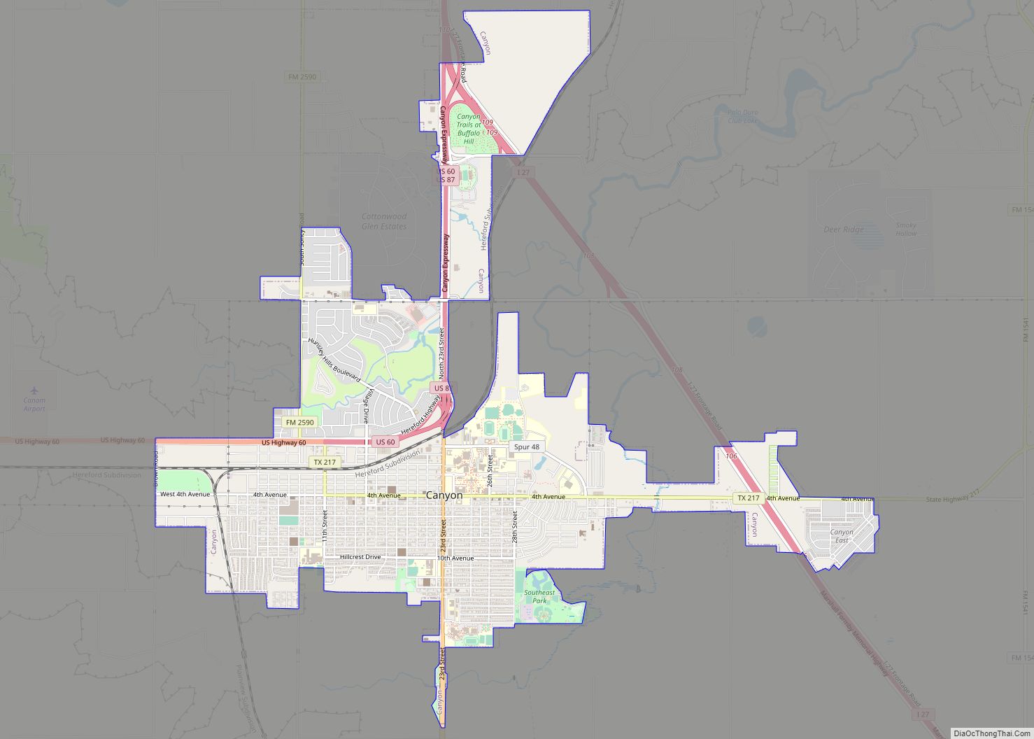 Map of Canyon city