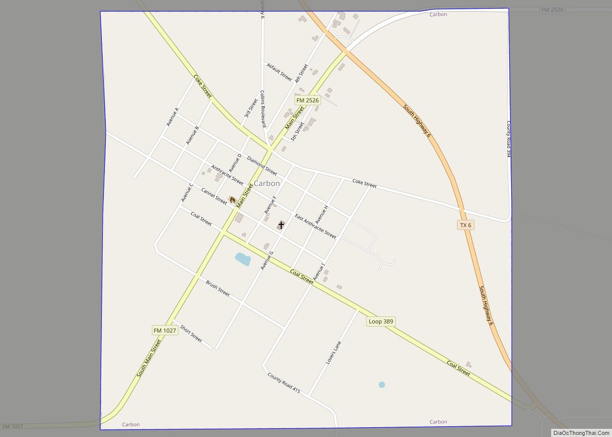 Map of Carbon town, Texas