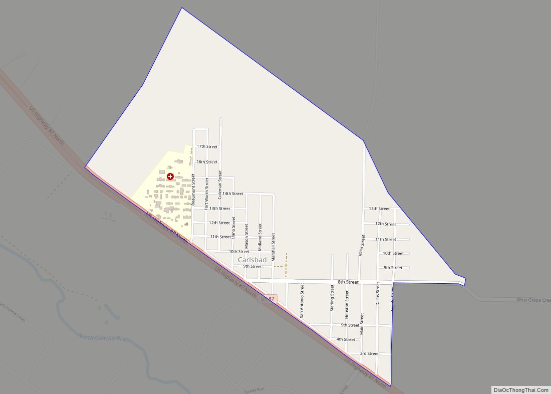 Map of Carlsbad CDP, Texas