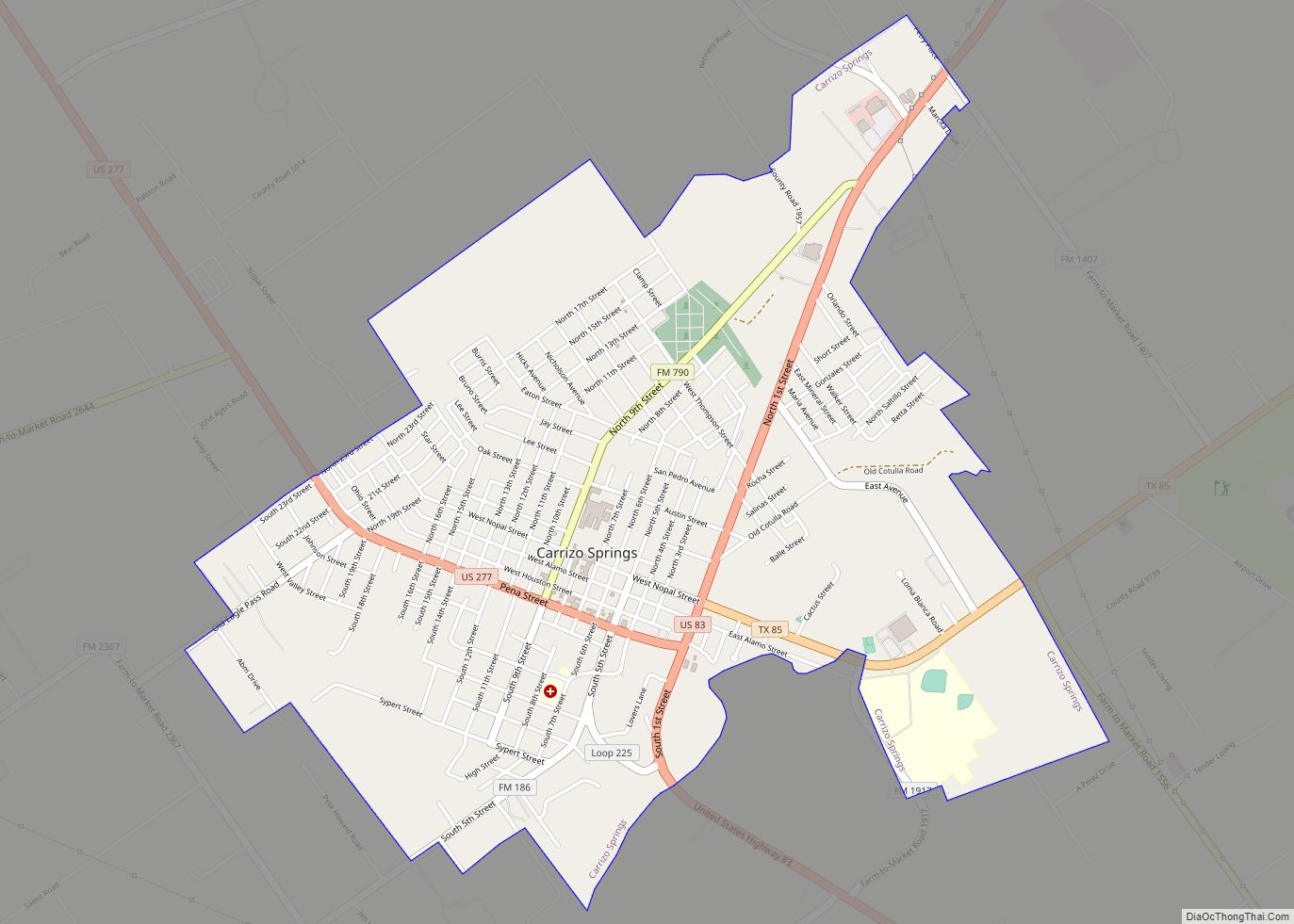 Map of Carrizo Springs city