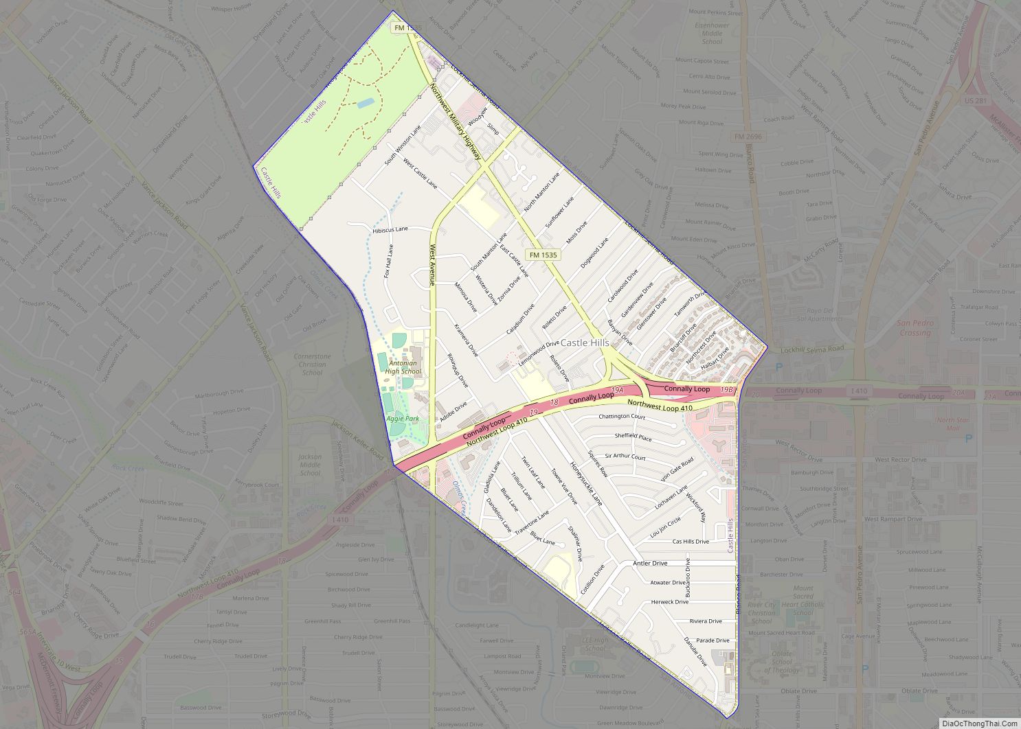 Map of Castle Hills city