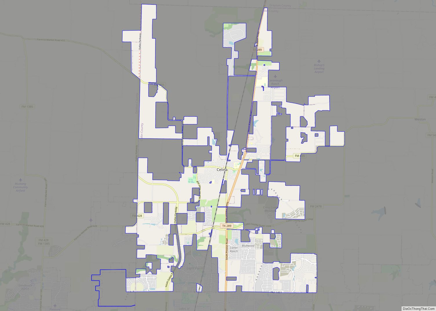 Map of Celina city, Texas