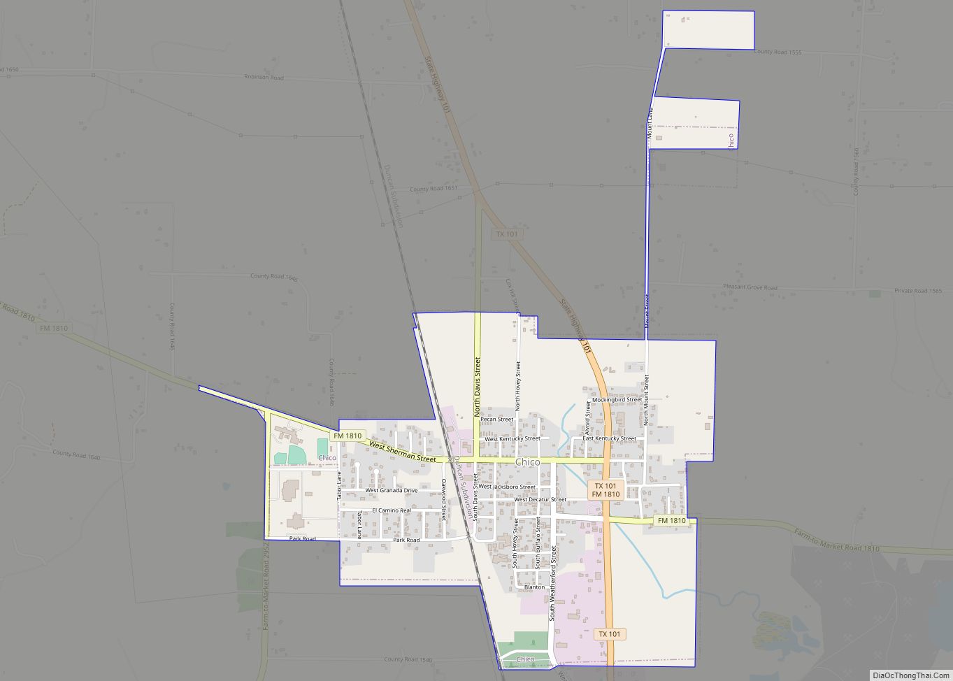 Map of Chico city, Texas