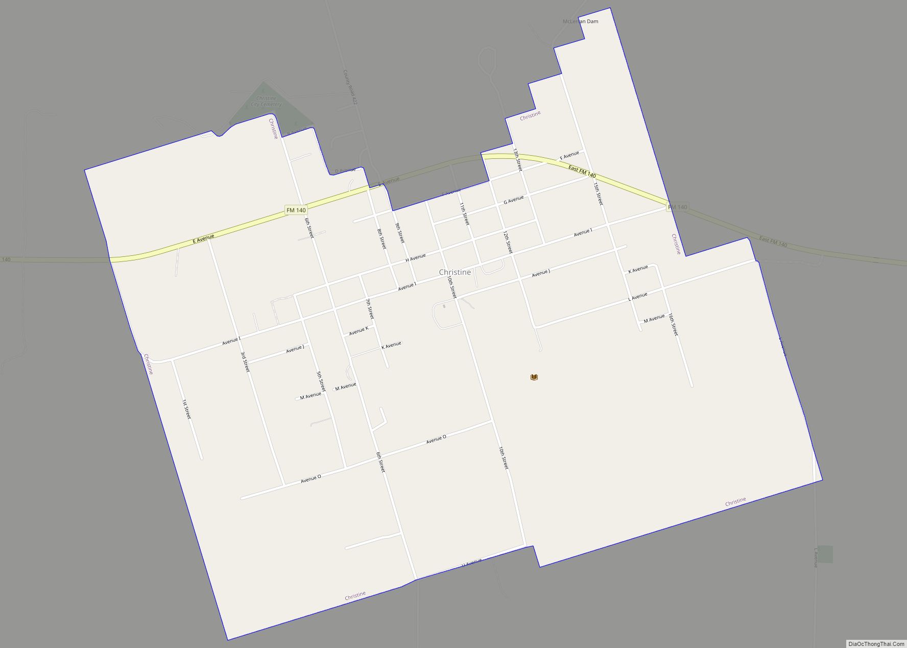 Map of Christine town, Texas