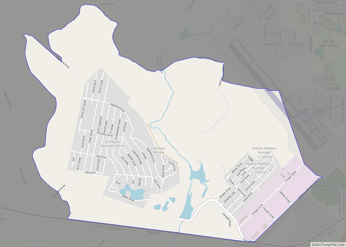 Map of Cienegas Terrace CDP
