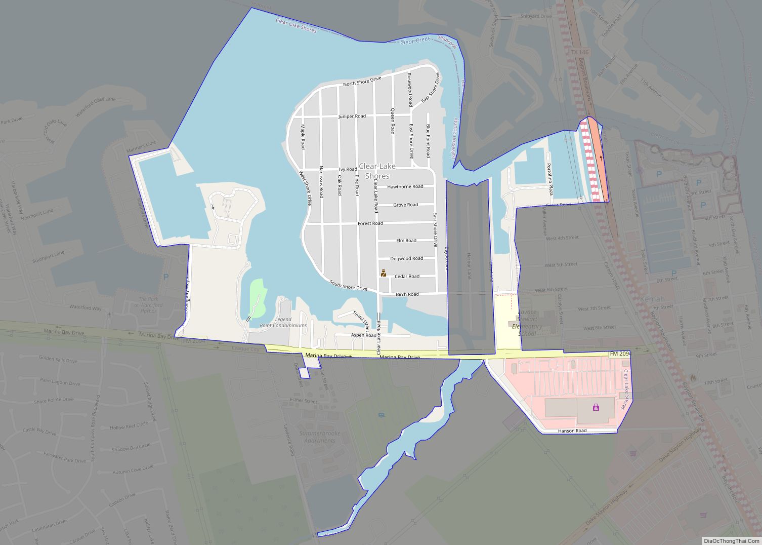 Map of Clear Lake Shores city