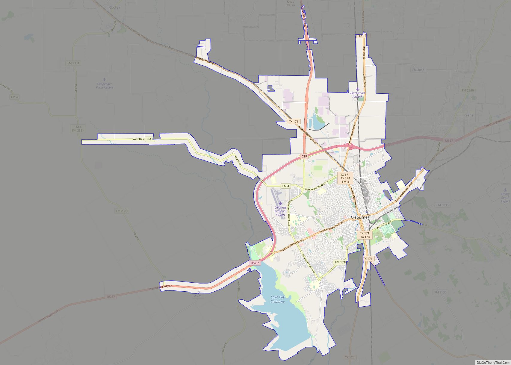 Map of Cleburne city
