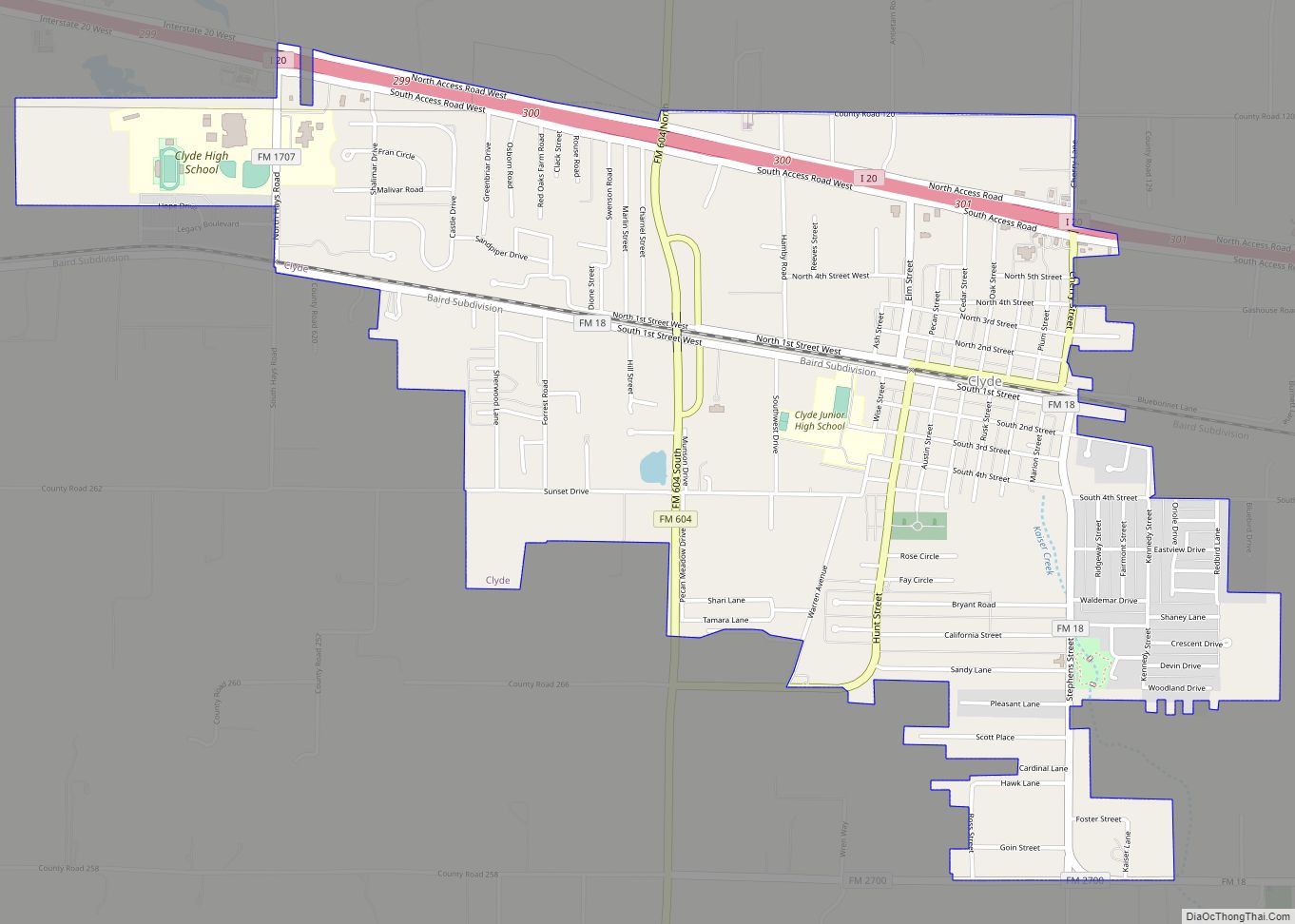 Map of Clyde city, Texas