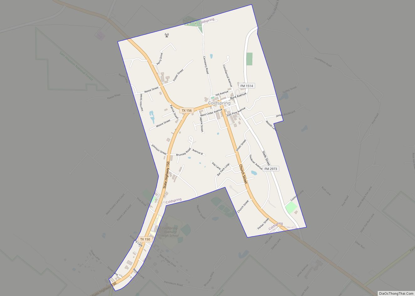 Map of Coldspring city
