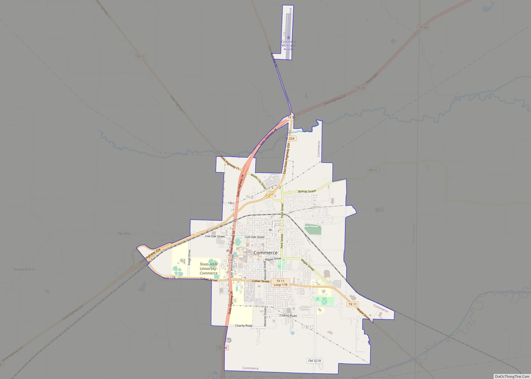 Map of Commerce city, Texas