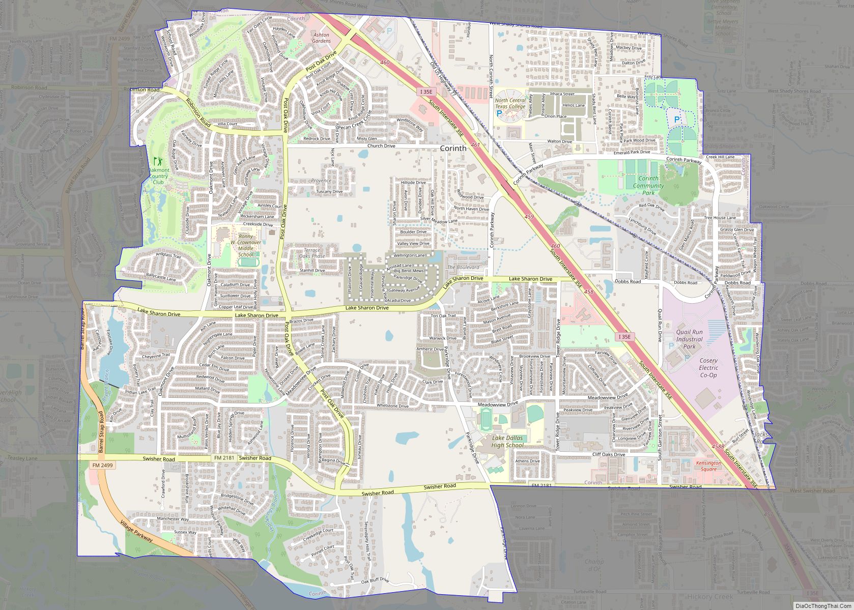Map of Corinth city, Texas