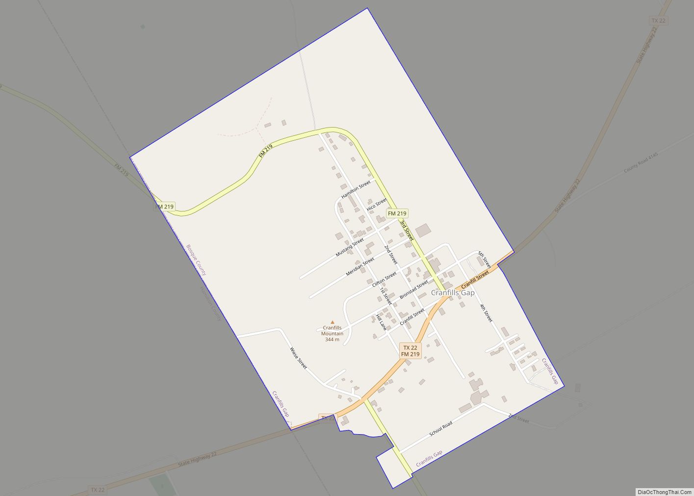 Map of Cranfills Gap city
