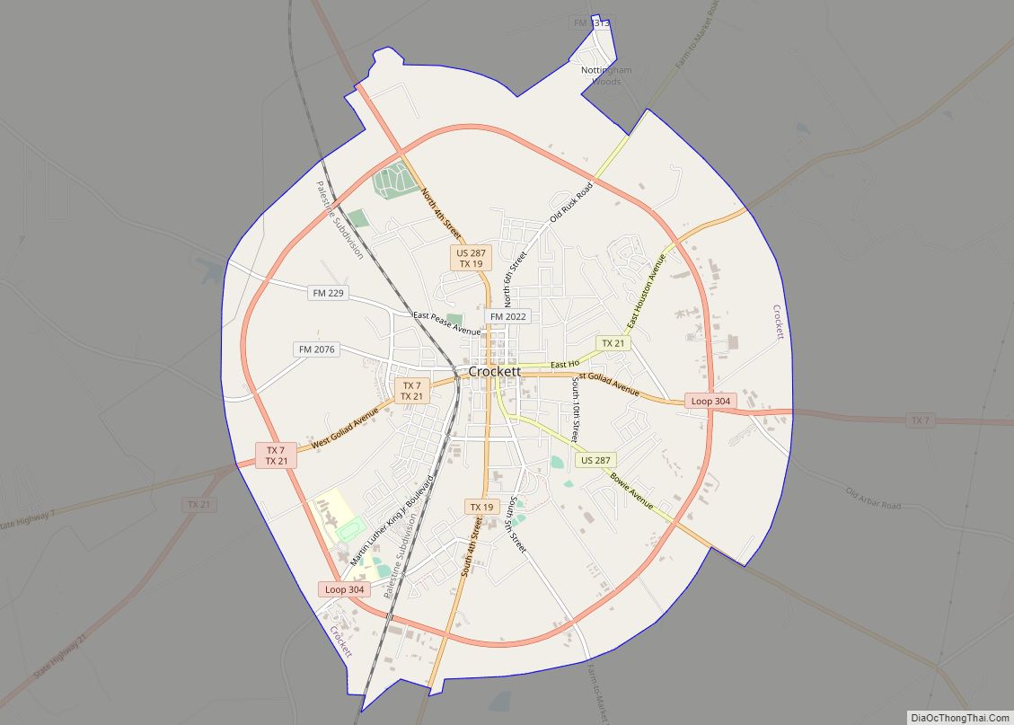 Map of Crockett city, Texas