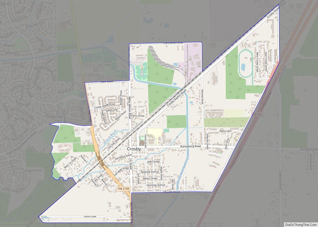 Map of Crosby CDP, Texas
