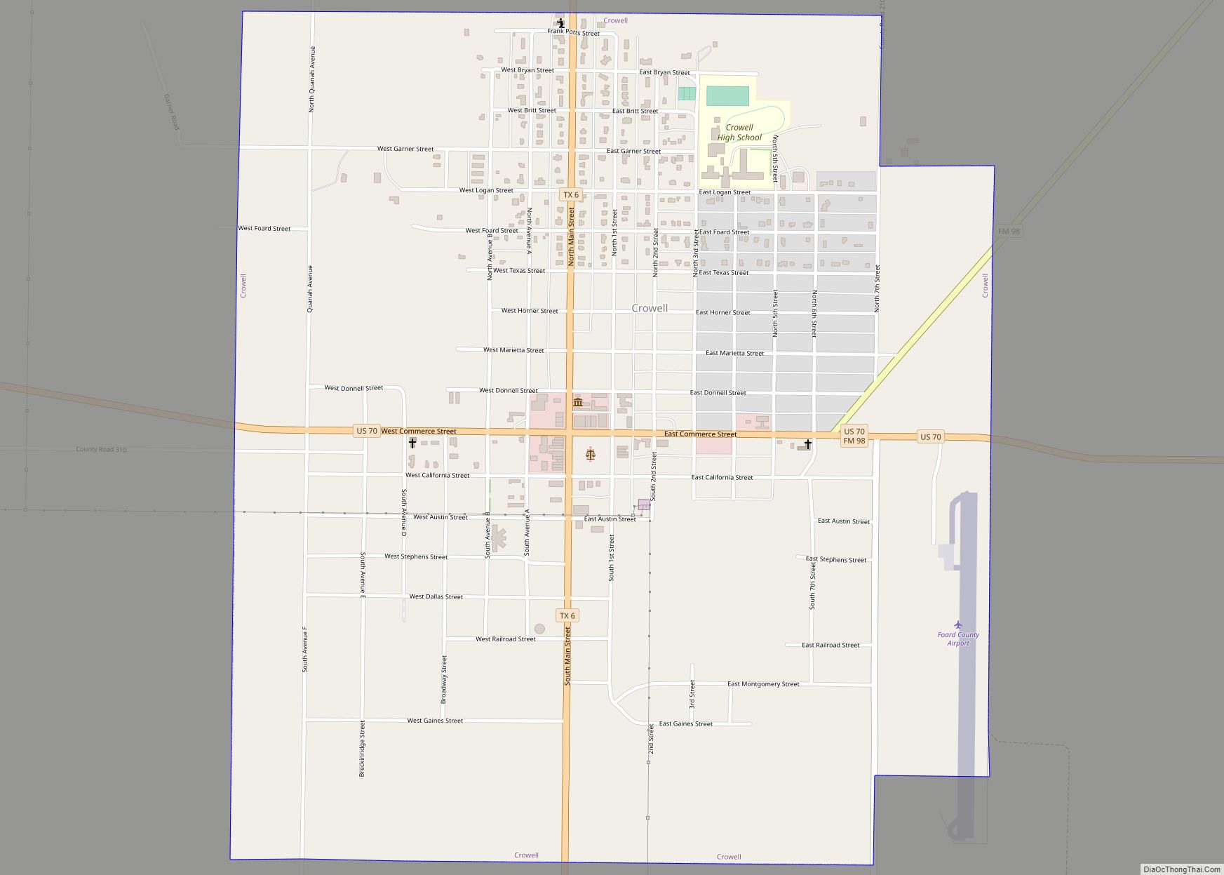 Map of Crowell city
