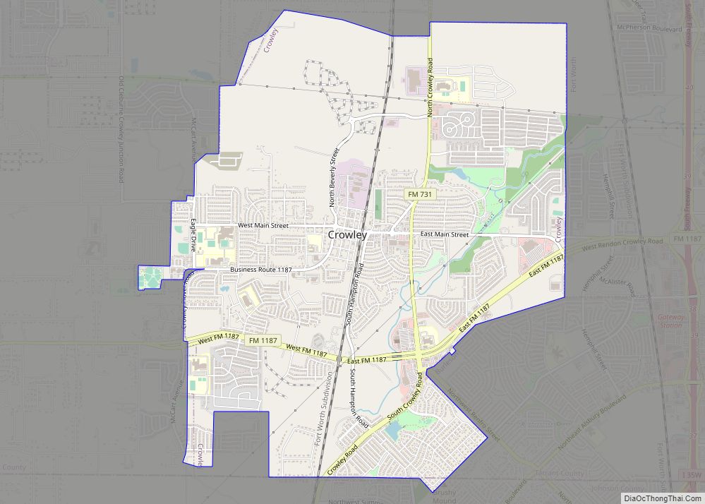 Map of Crowley city, Texas