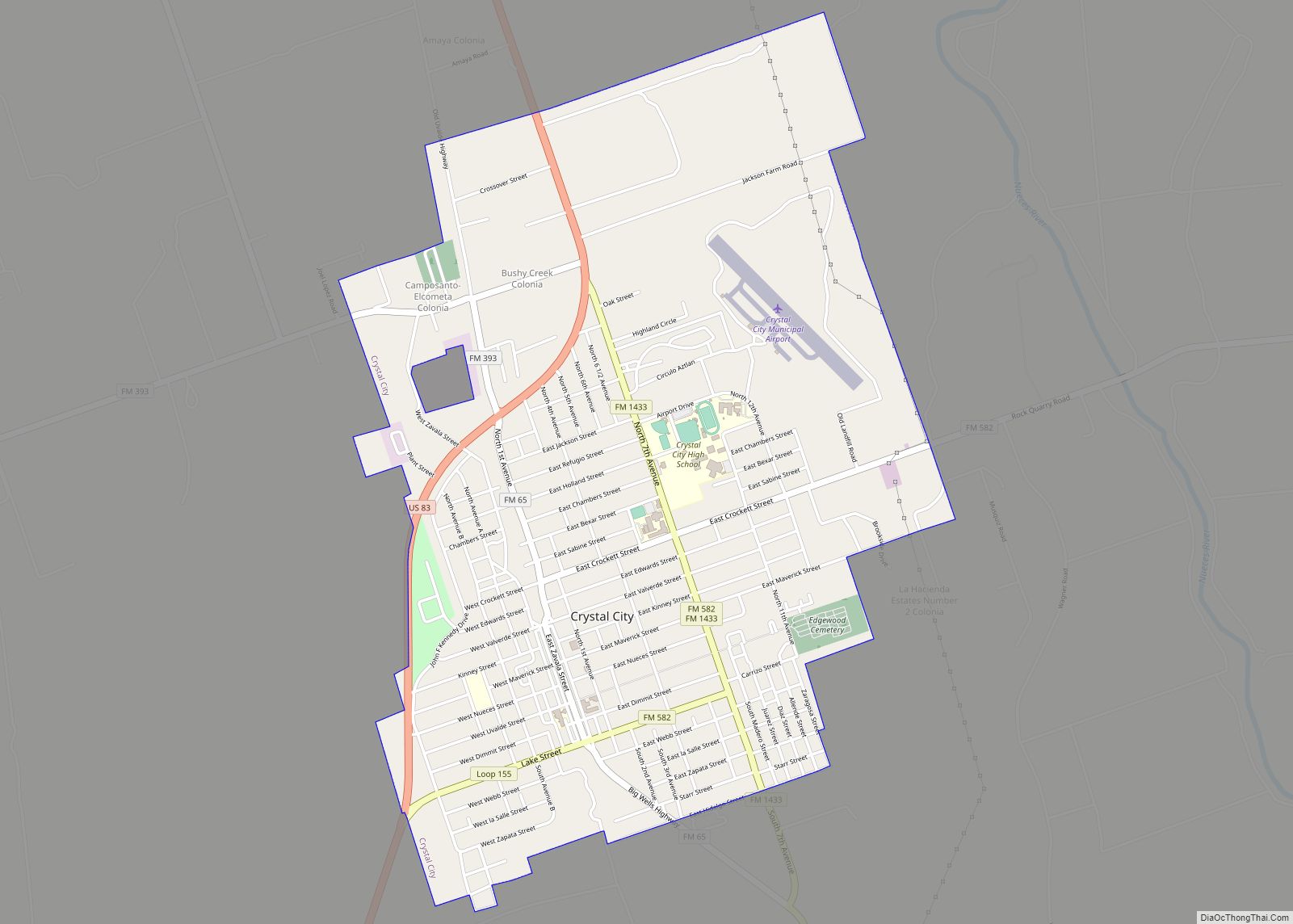 Map of Crystal City, Texas
