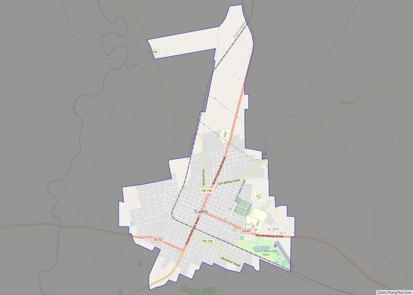 Map of Cuero city