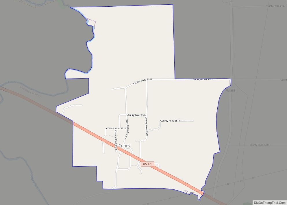 Map of Cuney town