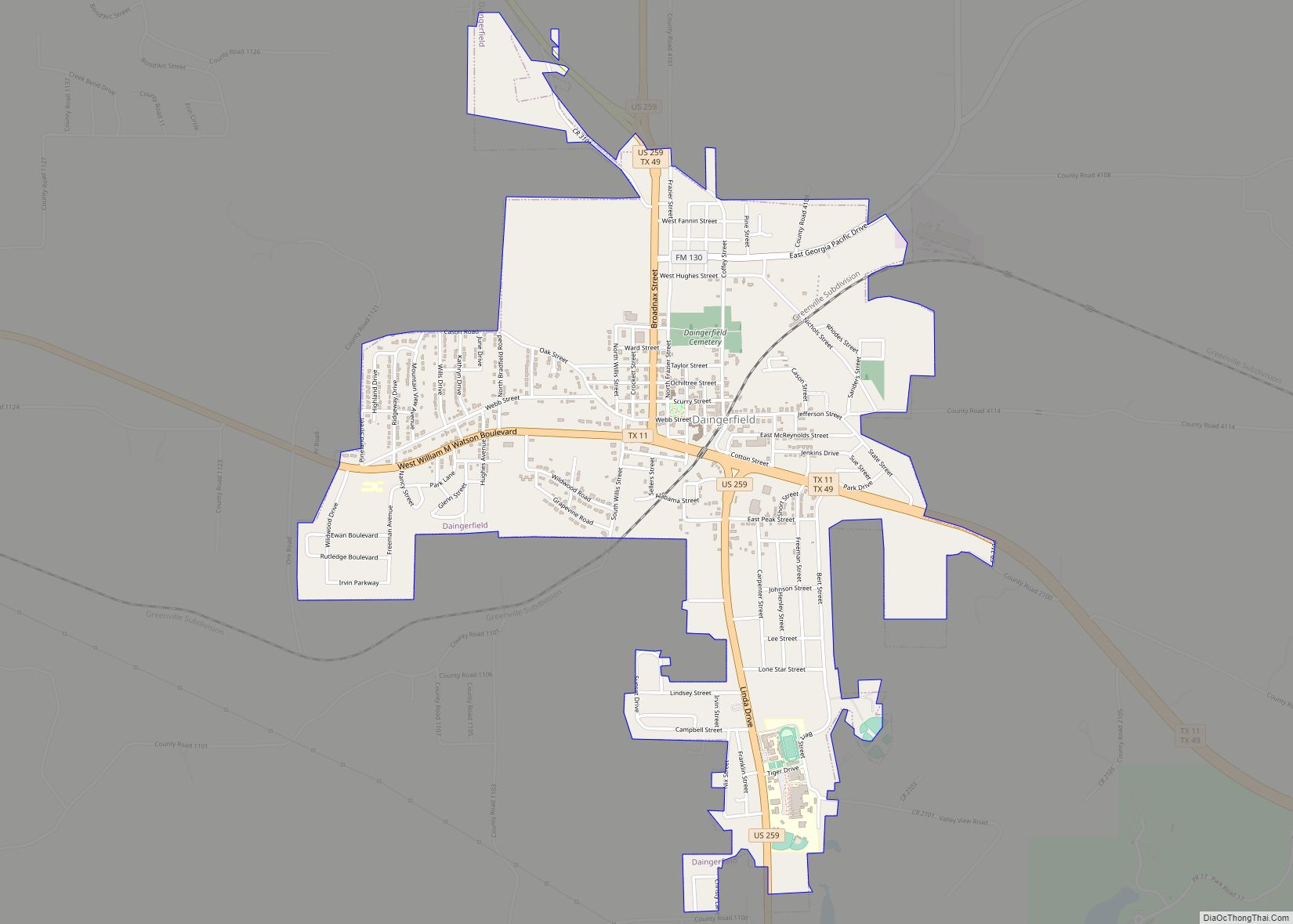 Map of Daingerfield city