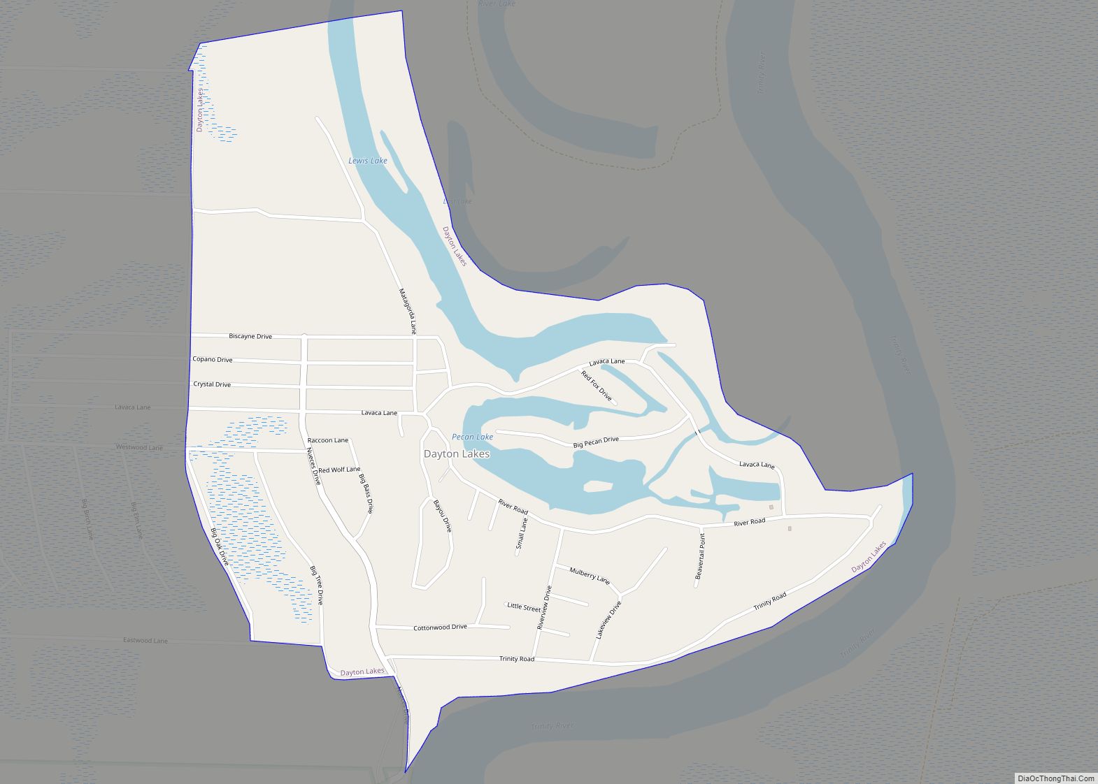 Map of Dayton Lakes city