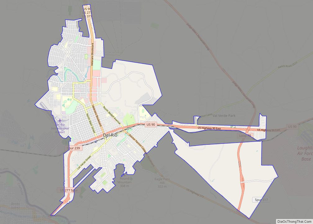 Map of Del Rio city, Texas