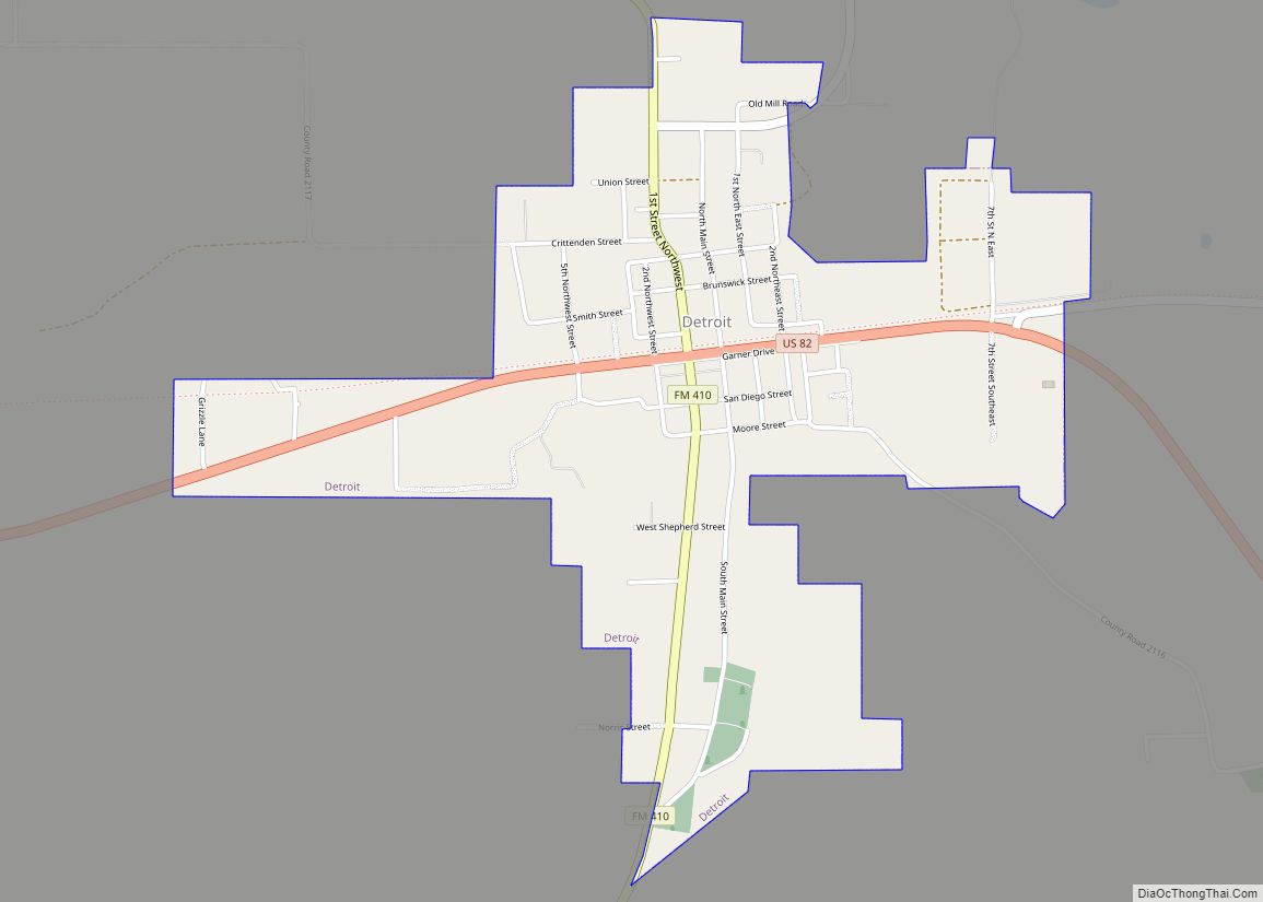 Map of Detroit town, Texas