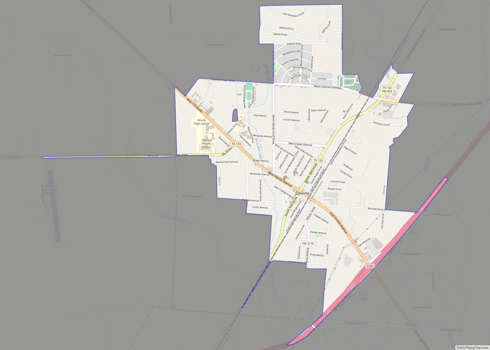 Map of Devine city