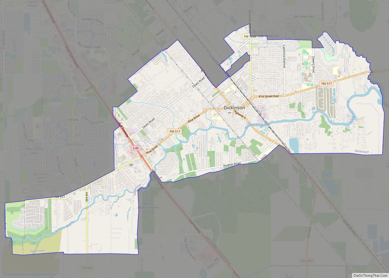 Map of Dickinson city, Texas