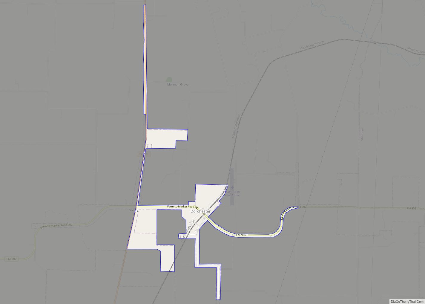 Map of Dorchester city, Texas