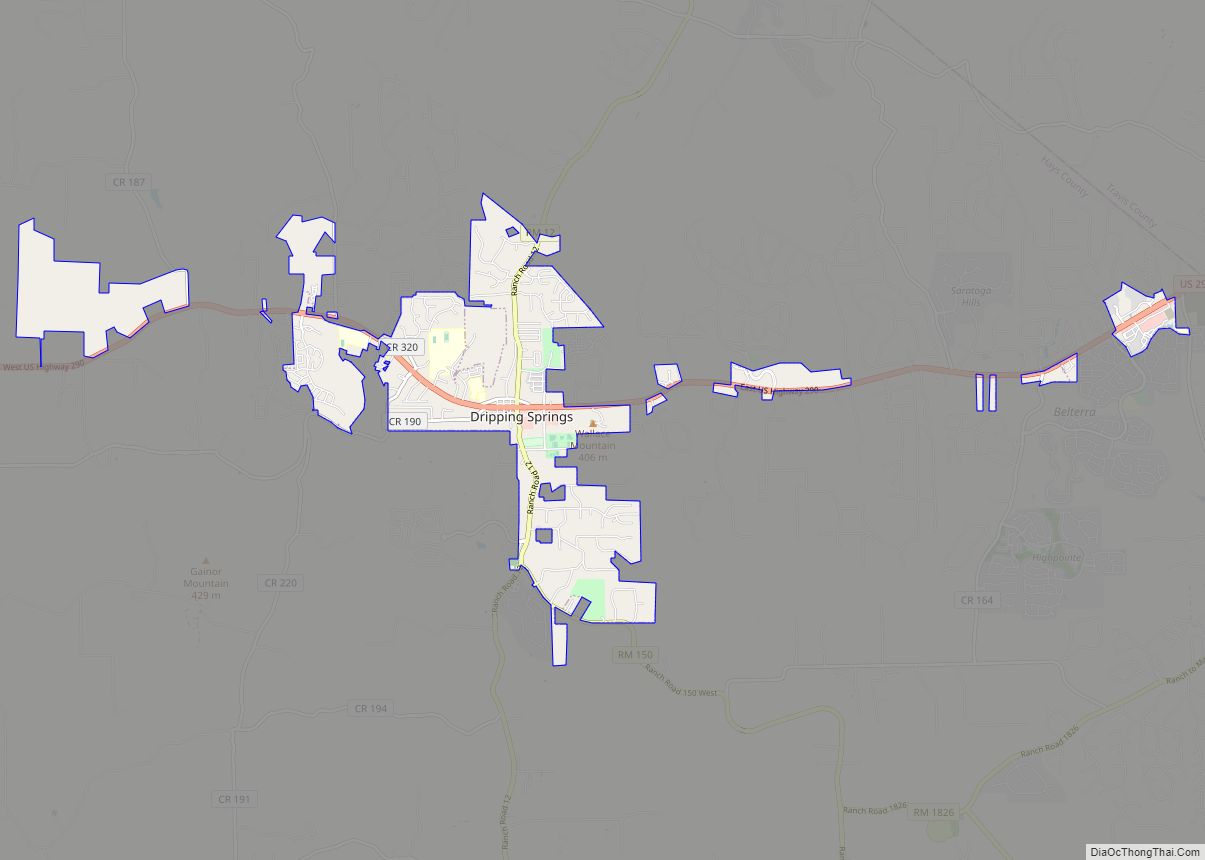 Map of Dripping Springs city, Texas