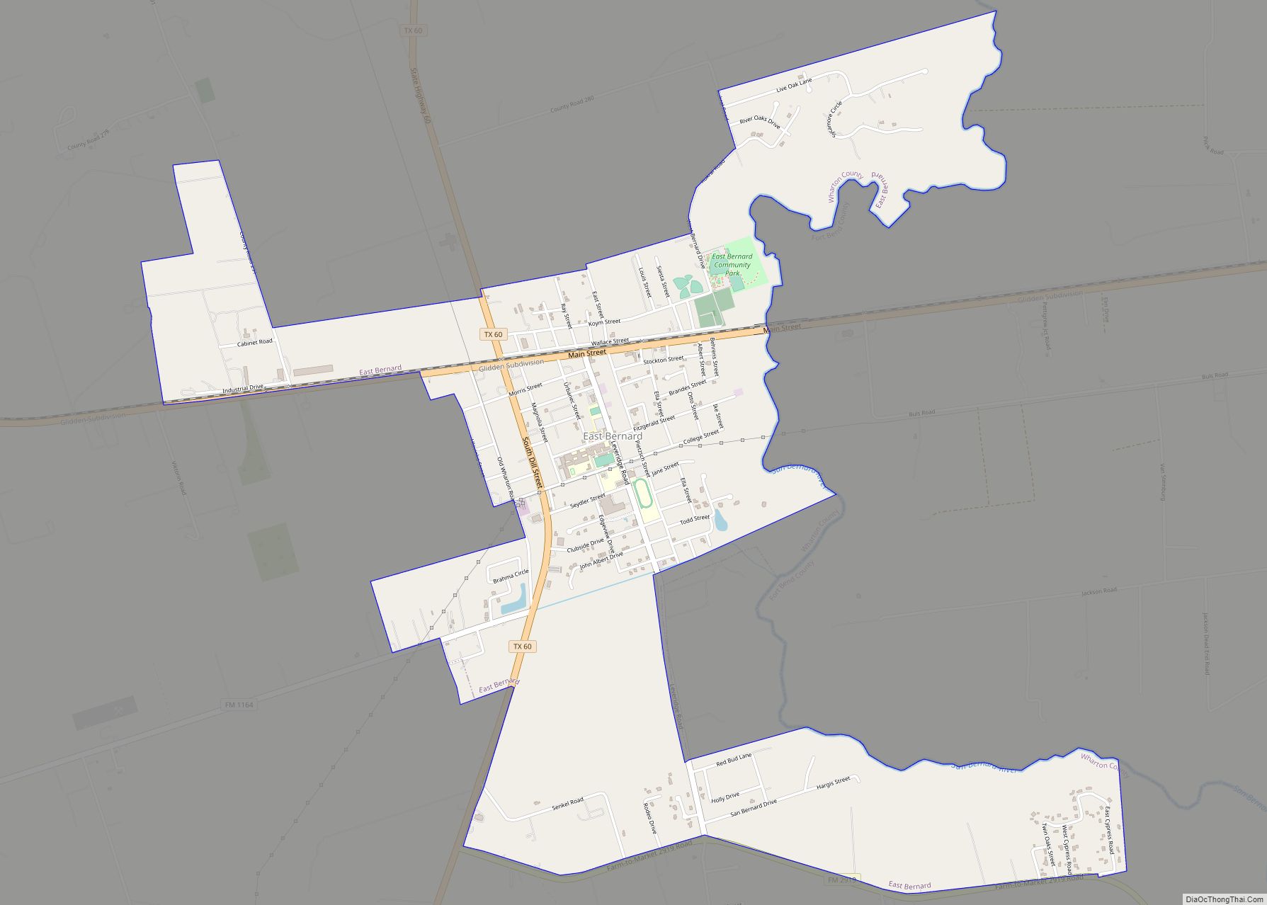 Map of East Bernard city