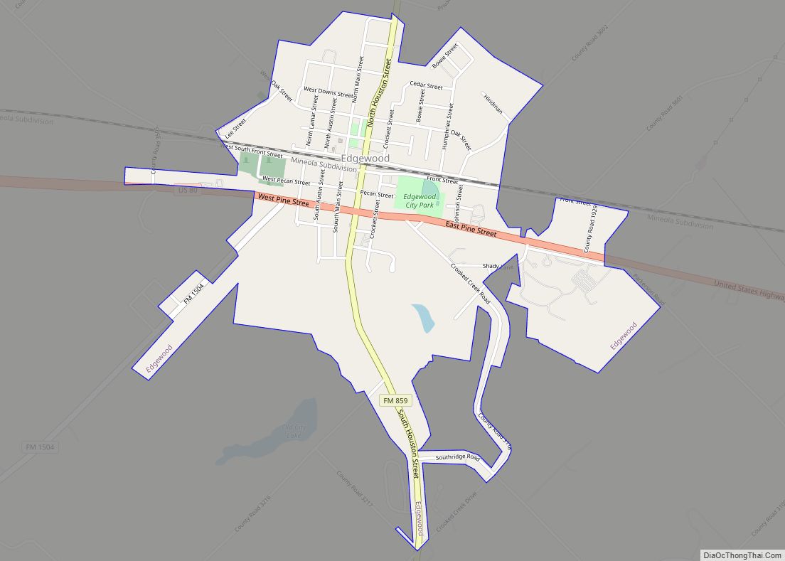 Map of Edgewood town, Texas