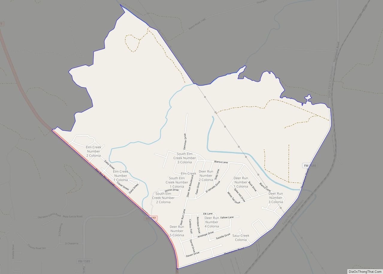 Map of Elm Creek CDP, Texas