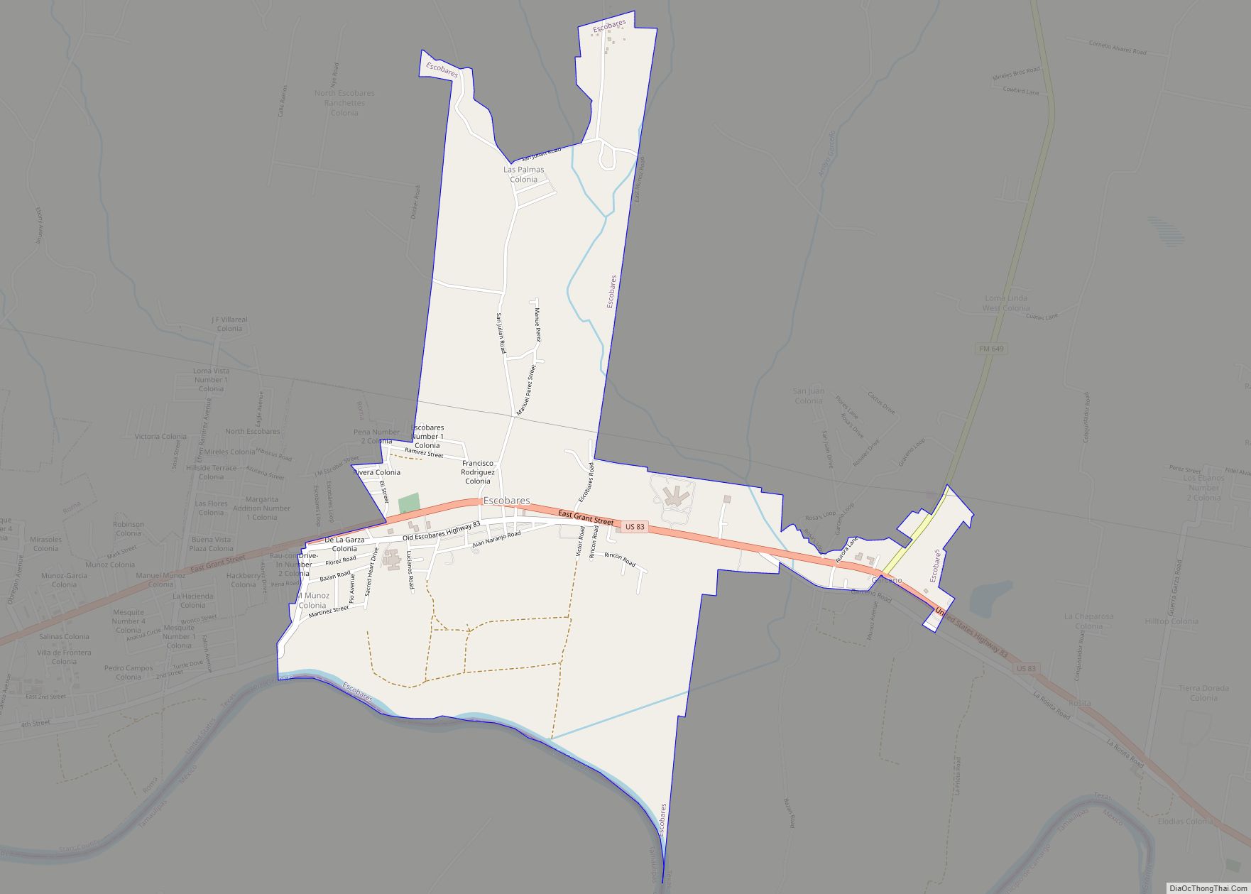 Map of Escobares city