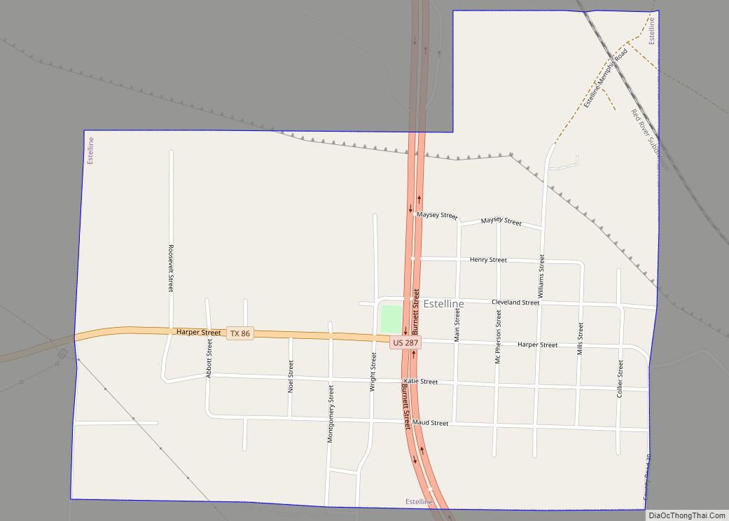 Map of Estelline town, Texas