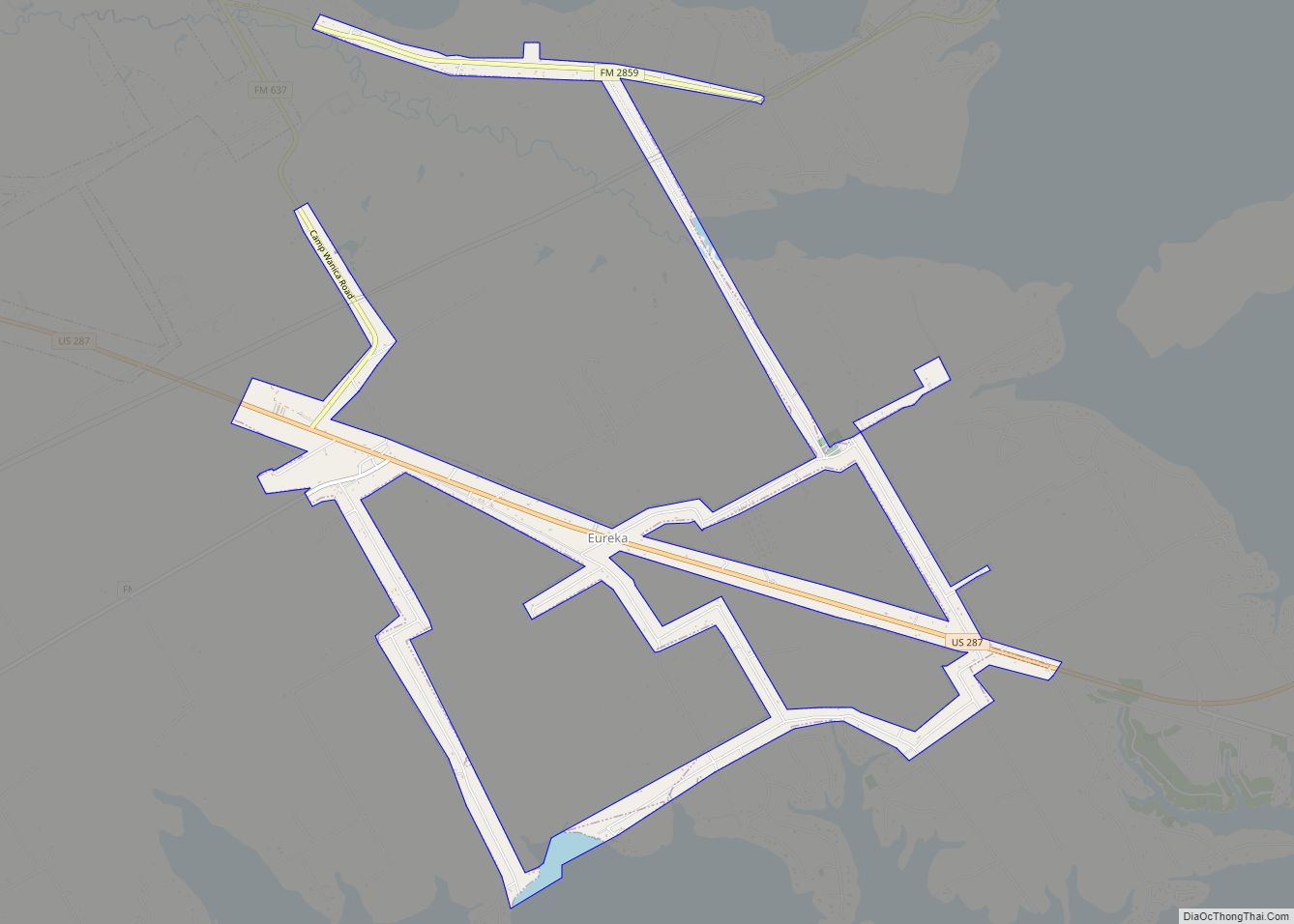 Map of Eureka city, Texas