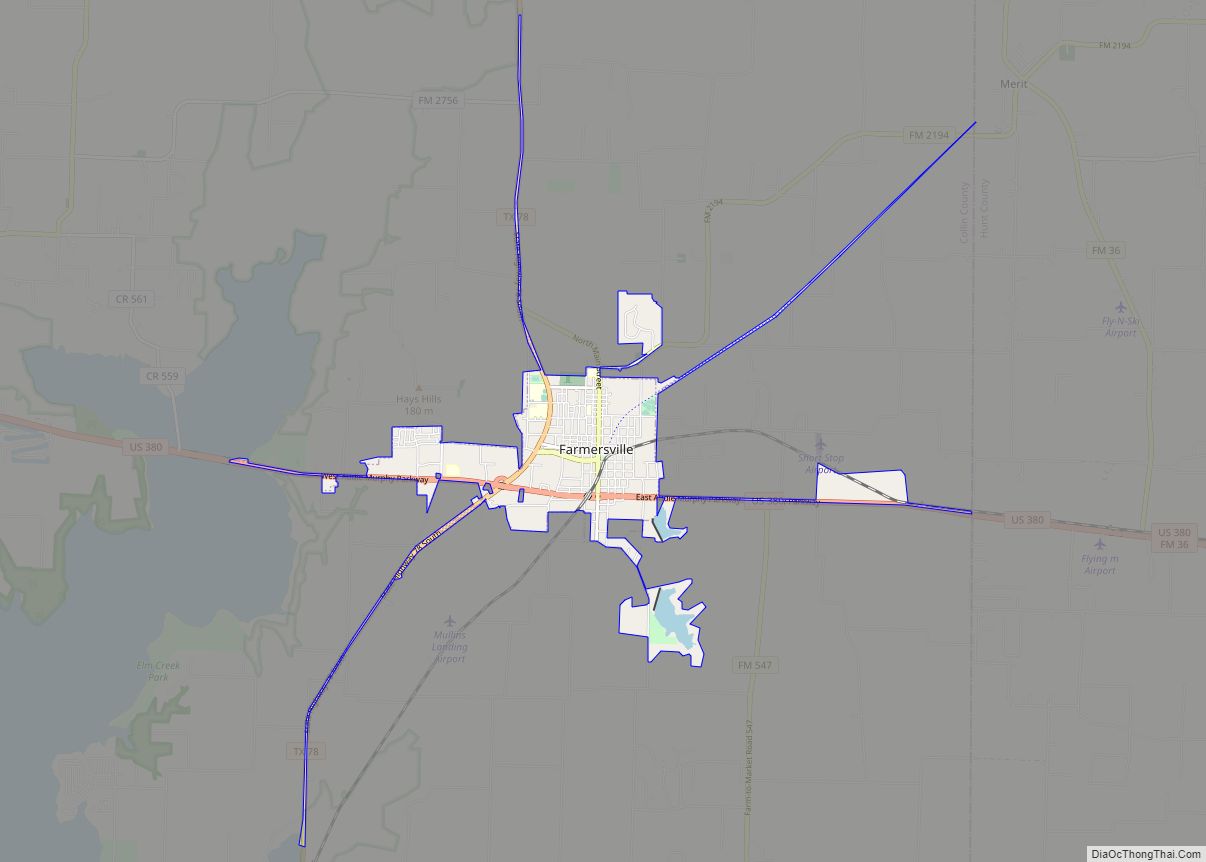 Map of Farmersville city, Texas