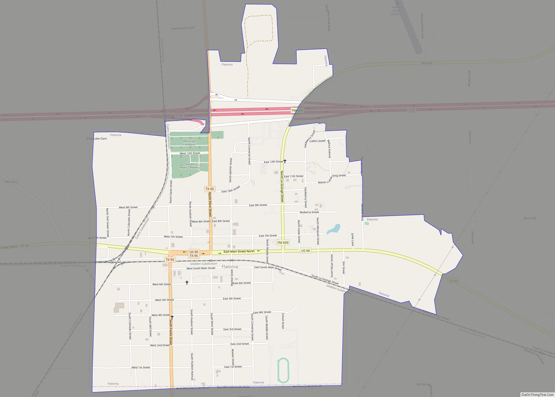 Map of Flatonia town