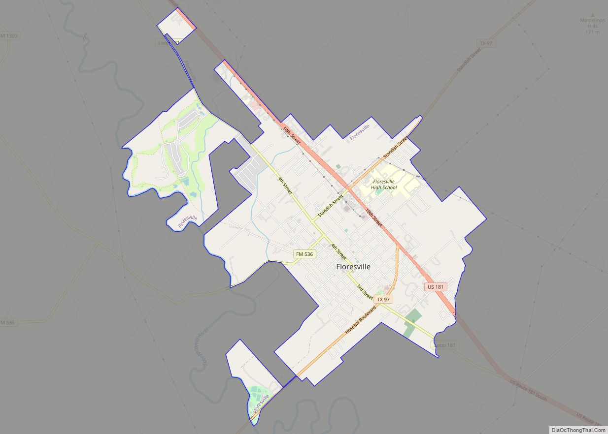 Map of Floresville city