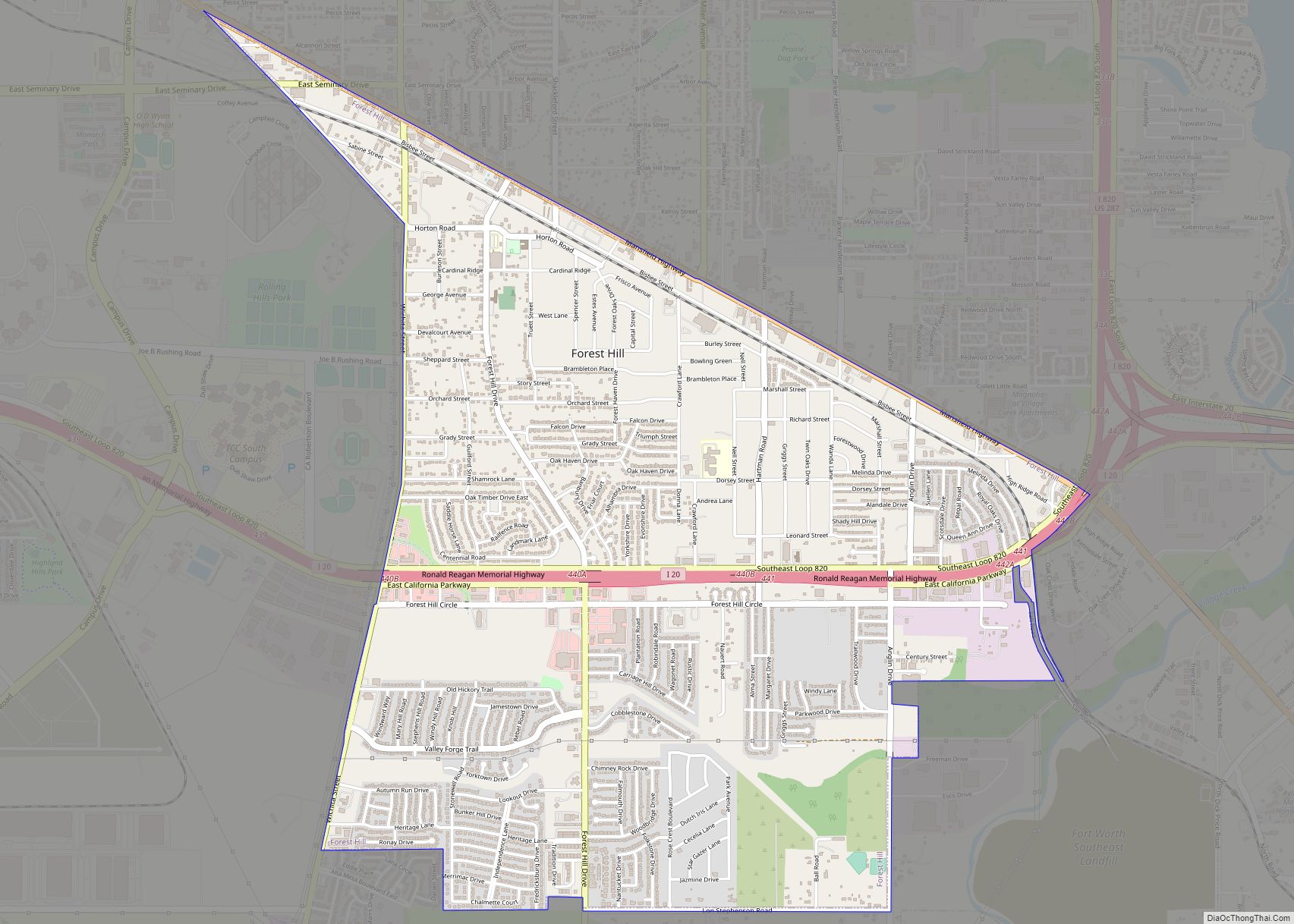 Map of Forest Hill city, Texas