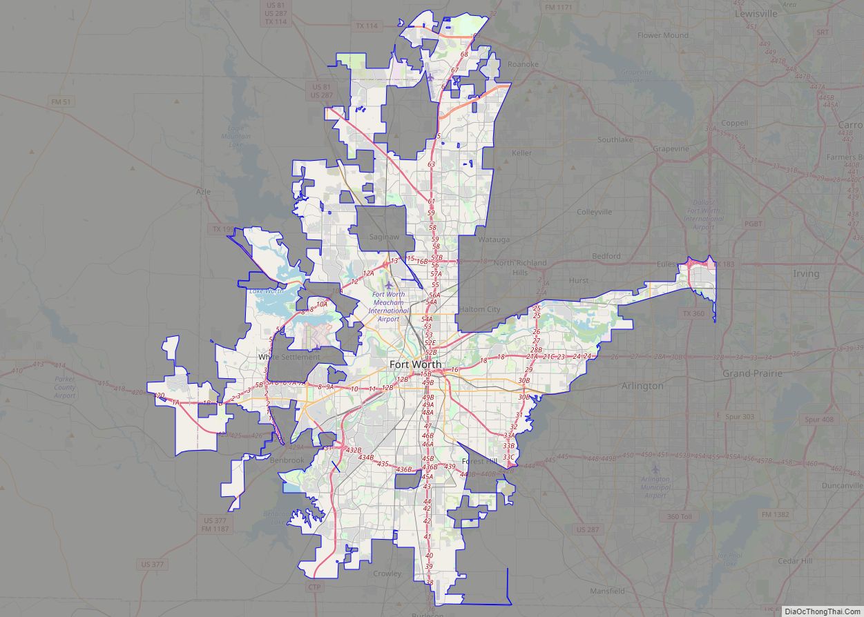 Map of Fort Worth city