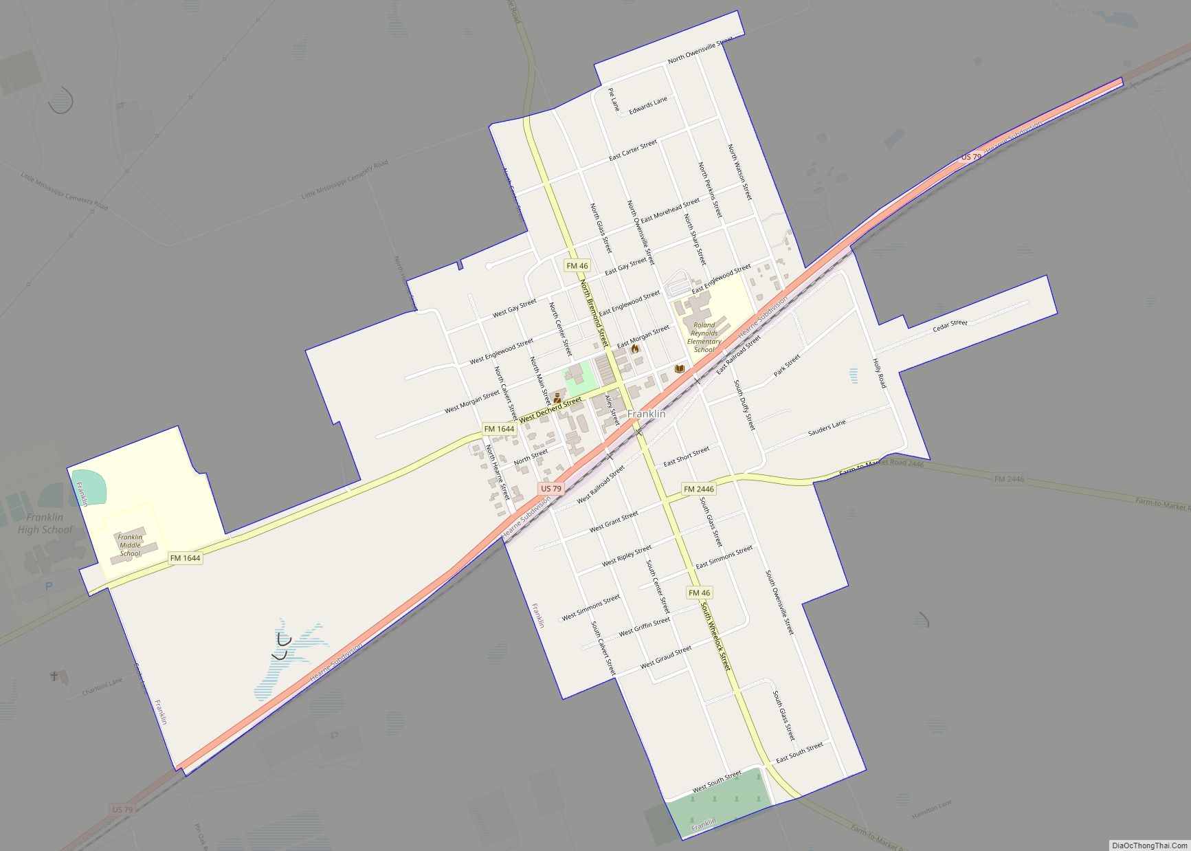 Map of Franklin city, Texas