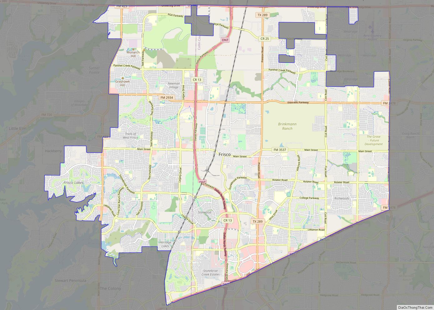 Map of Frisco city, Texas