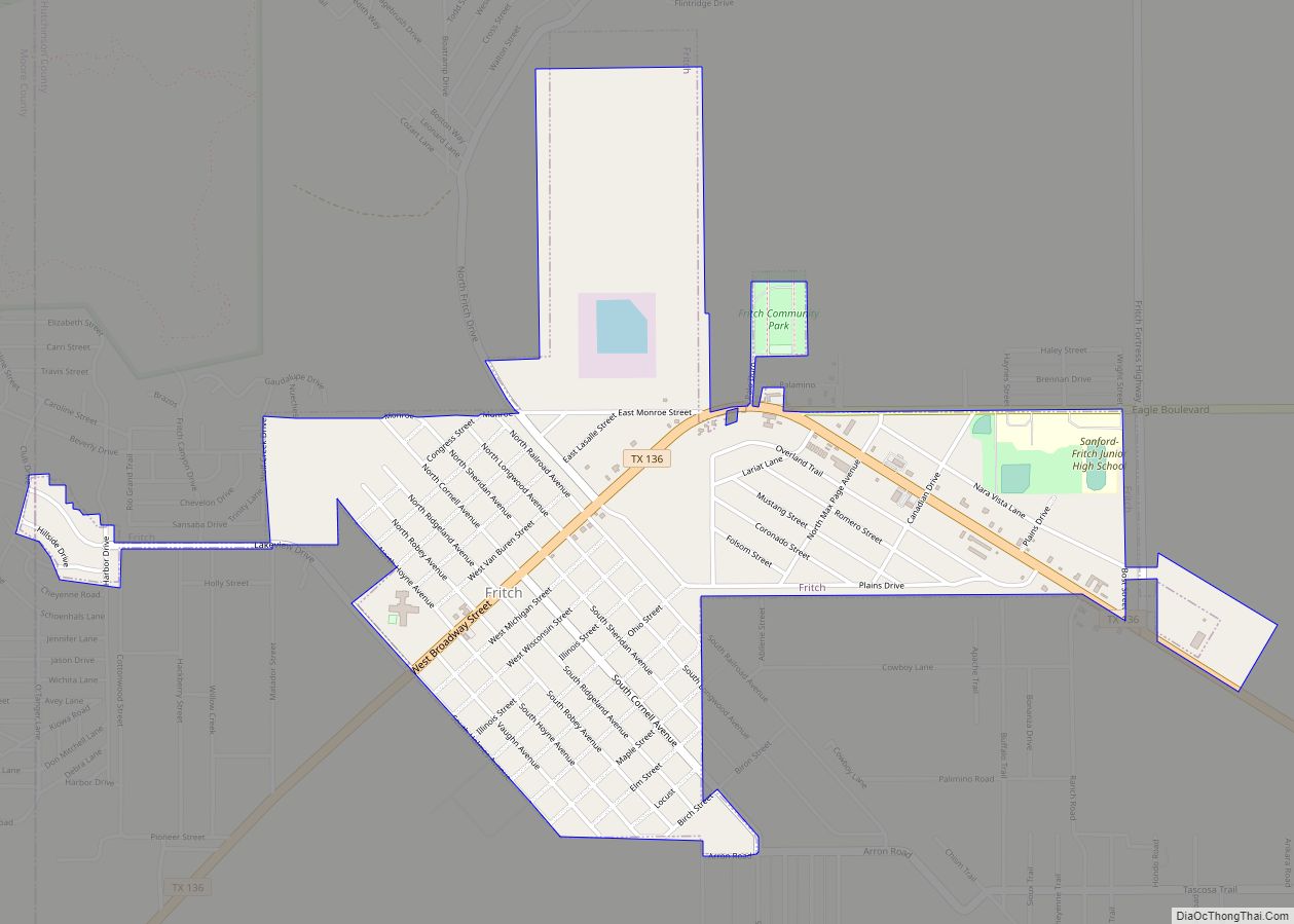 Map of Fritch city