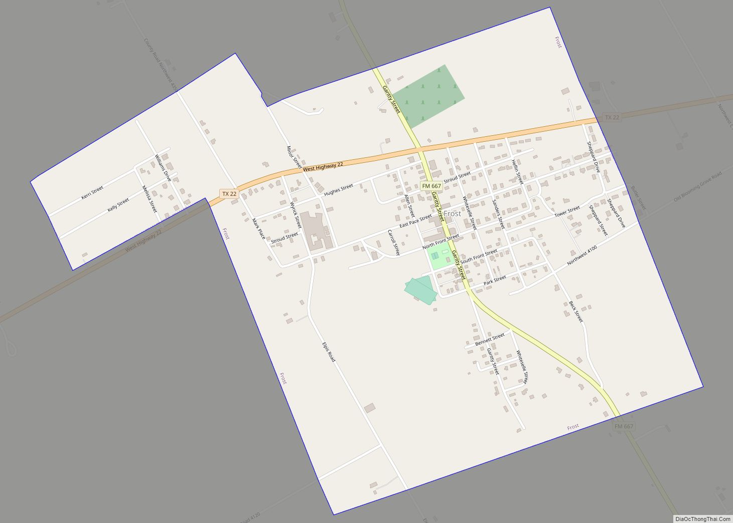 Map of Frost city, Texas