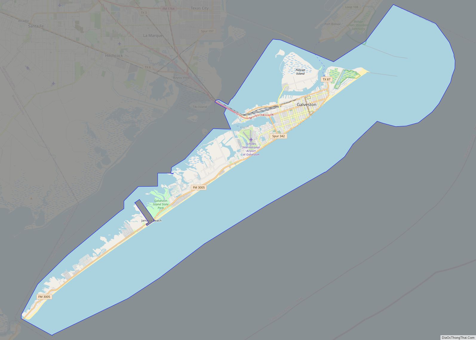 Map of Galveston city, Texas