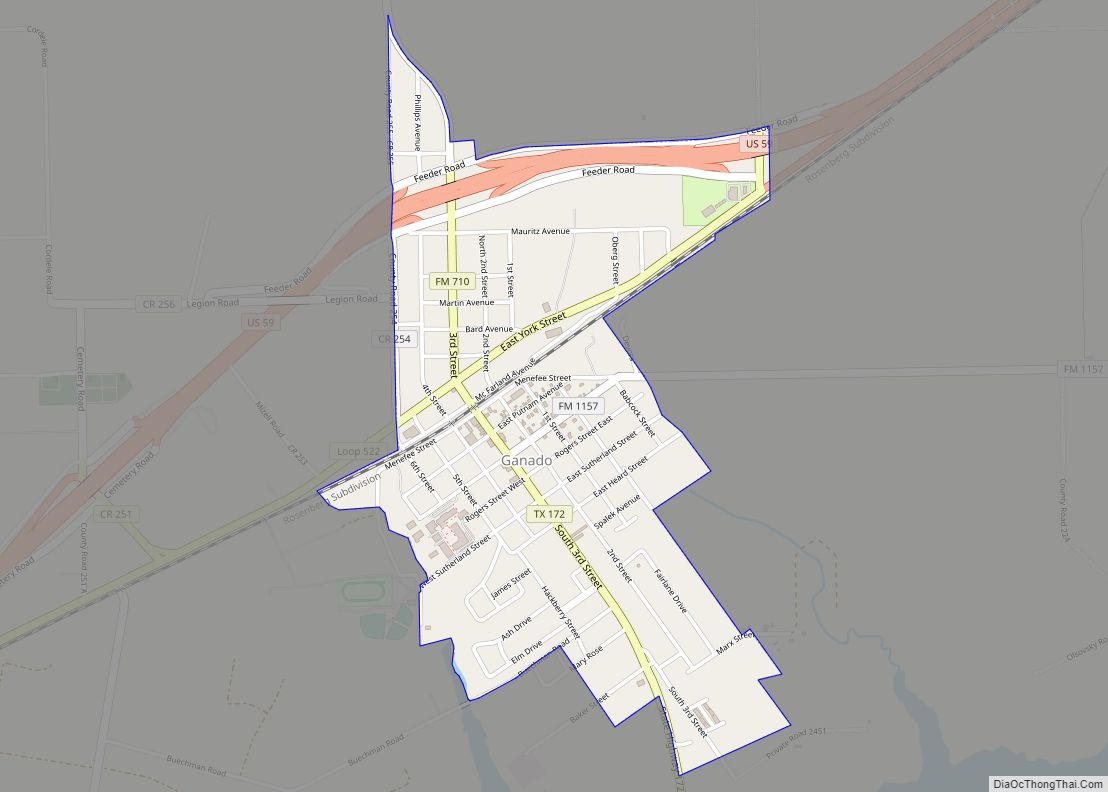 Map of Ganado city, Texas