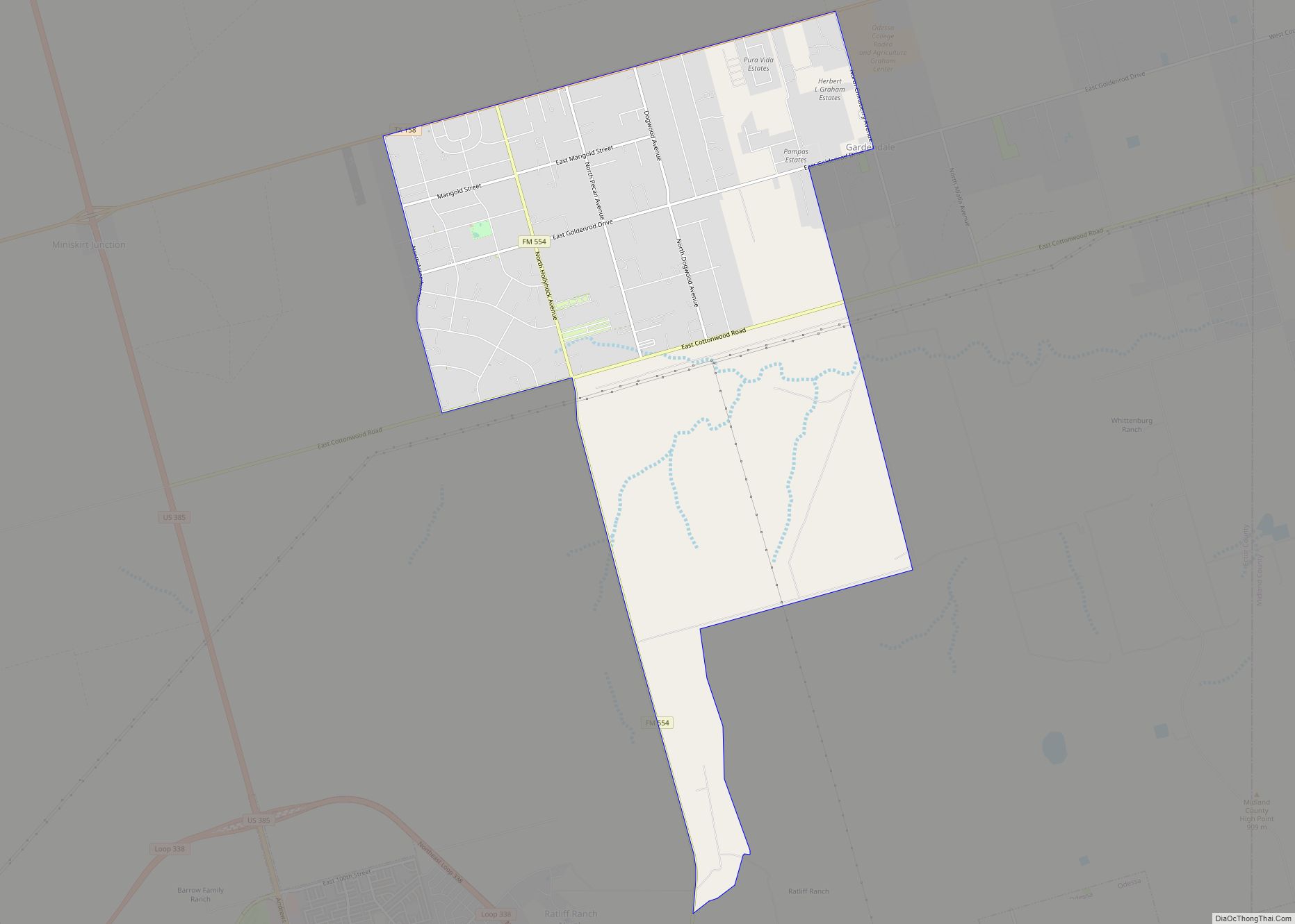 Map of Gardendale CDP, Texas