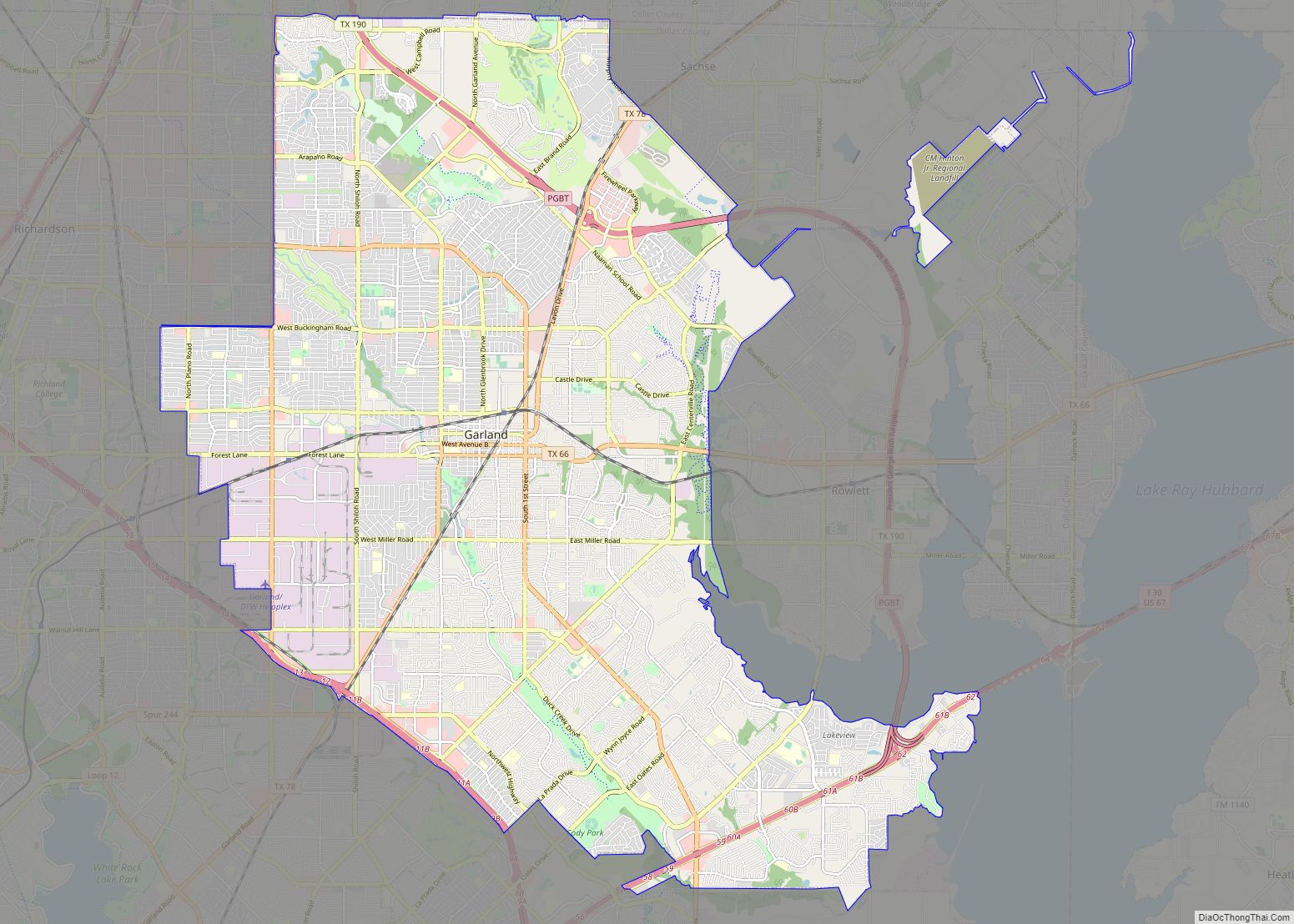 Map of Garland city, Texas
